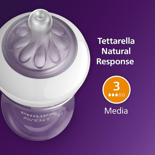 Philips Σετ Πλαστικά Μπιμπερό Natural Response Κατά των Κολικών με Θηλή Σιλικόνης για 1+ μηνών 260ml 3τμχ
