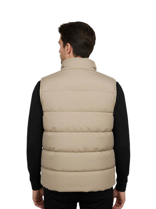 Sleeveless Beige Puffer Jacket