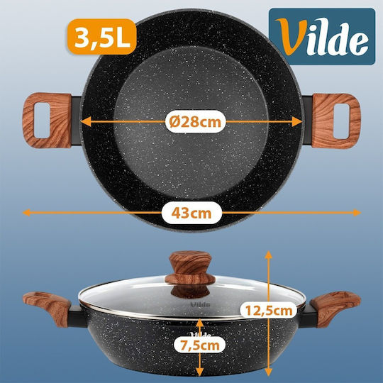 Vilde Granitica Aluminiumpfanne mit Deckel und Steinbeschichtung 28 cm