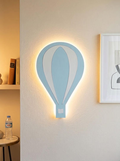 Lampă Suspendată pentru Copii cu o Singură Sursă de Lumină, din Lemn, cu Soclu E27, Albastru Deschis, 35x22 cm