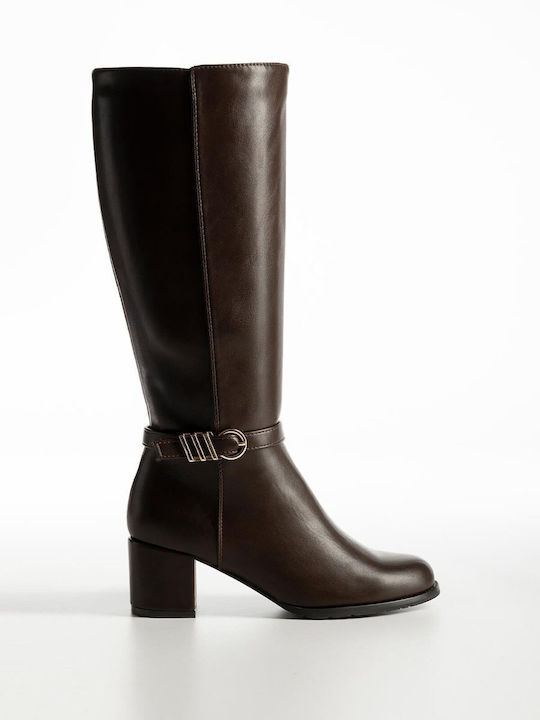 Damenstiefel mit Mittelhohem Absatz Braun X27-301-3025-BRAUN