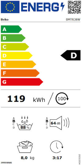 BMTR38W 8kg Heat Pump Tumble Dryer