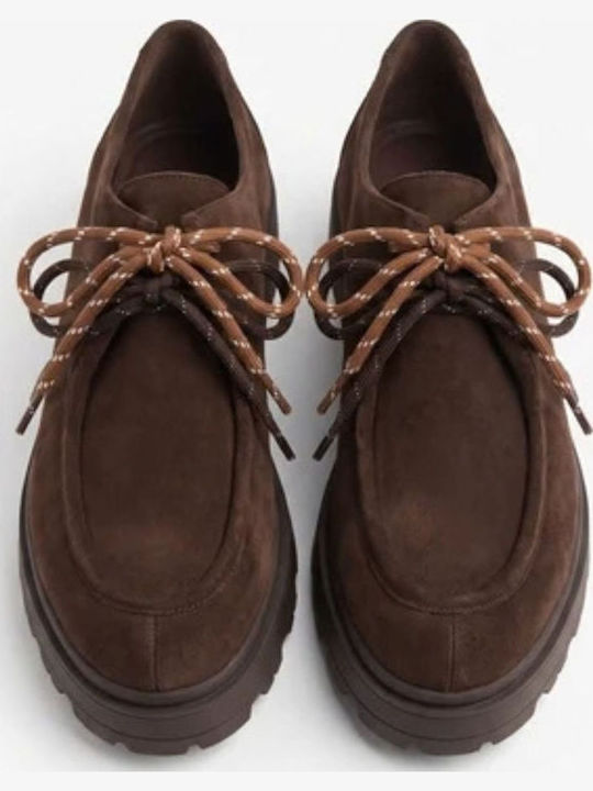 Suede Γυναικεία Loafers σε Καφέ Χρώμα