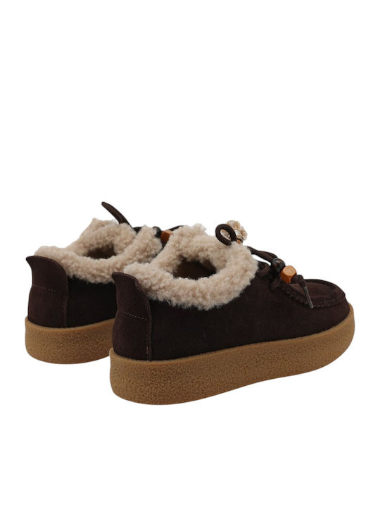 Suede Women's Moccasins in Brown Colour