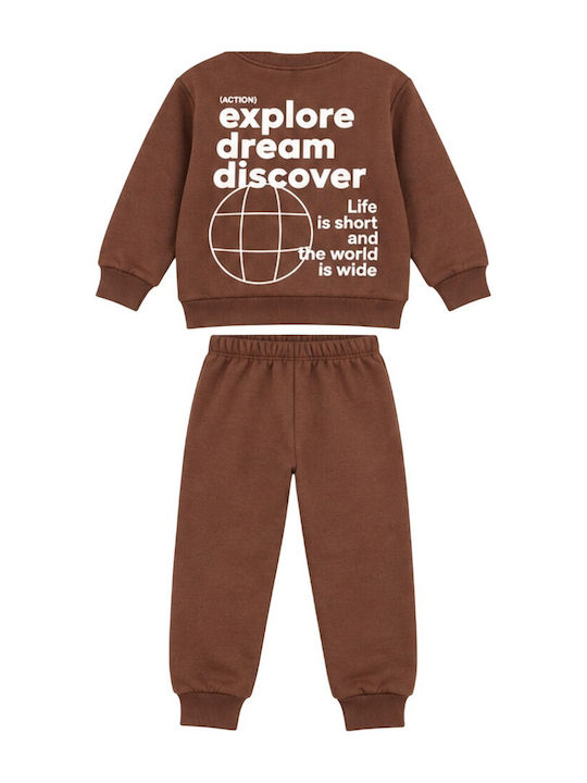 Kids Sweatpants Set With Top Brown 2 pcs
