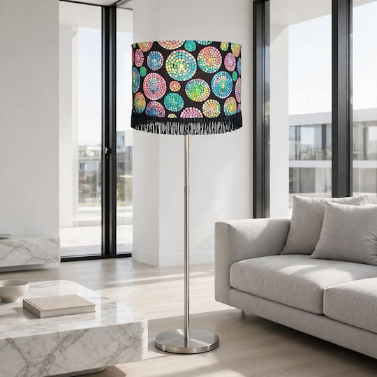 Oxygen Spin Circles Floor Lamp with E27 Bulb Holder Yellow
