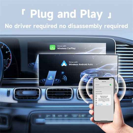 Cutie Carplay Android pentru Mașină Adaptor Auto de la Cablu la Wireless Negru