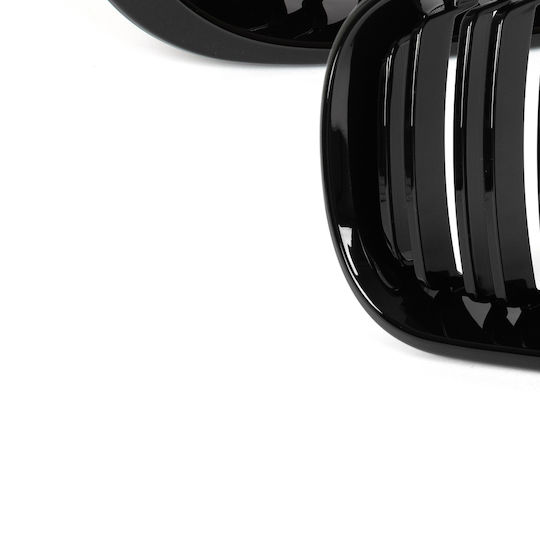 Bmw 3 E46 Fl 01-15 Sedan Wagon Grille Between Headlights Kidneys Left + Right Set Black Glossy Double Bar