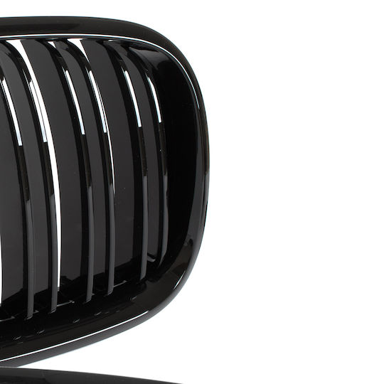 Bmw X6 E71 07-14 Grilles Between Headlights Kidneys Left + Right Set Black Glossy Double Bar