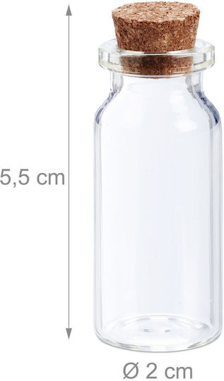 Set 72 Mini Glass Bottles Cork Stoppers Relaxdays Transparent 5.5 × 2 Cm 10 Ml
