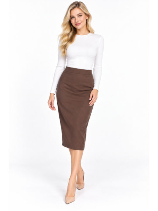 Midi Brown Skirt WB-17780-27SK-BROWN