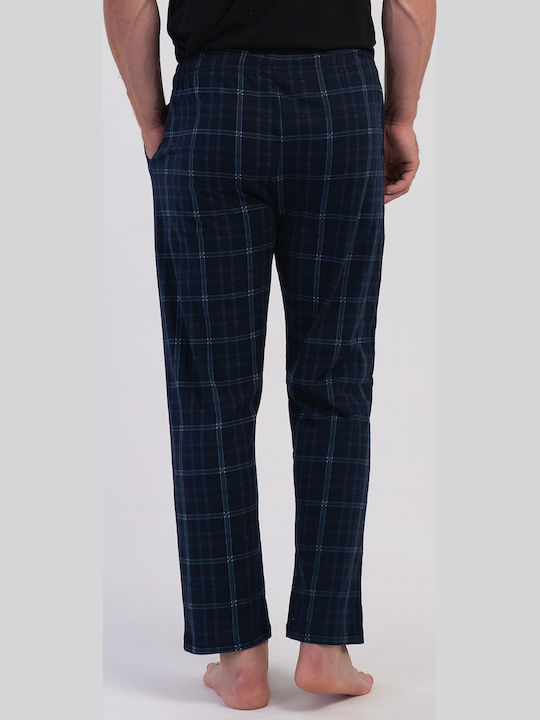 Vienetta Secret Pantaloni de Pijama de Iarnă în Carouri pentru Bărbați, Albastru Marin Vienetta Secret Pantaloni de Pijama de Iarnă în Carouri pentru Bărbați, Albastru Marin