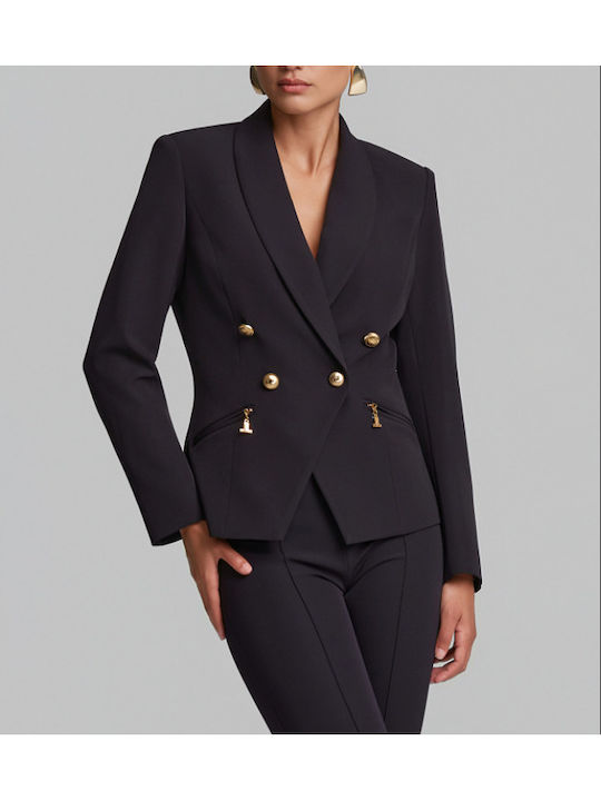 Lynne Women's Double-Breasted Black Blazer