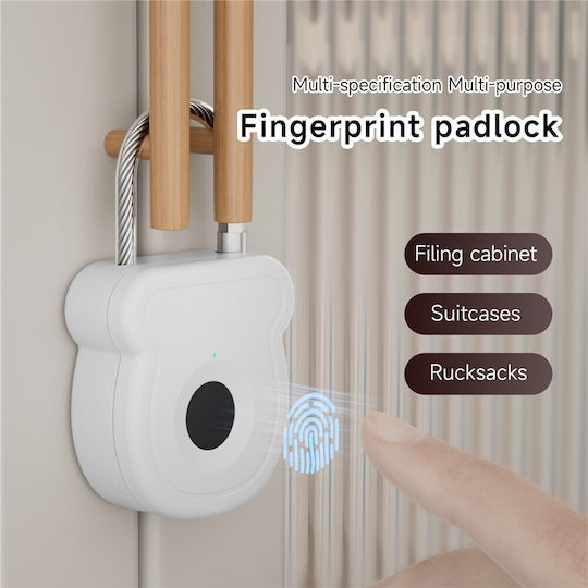 Brass Padlock with Fingerprint White