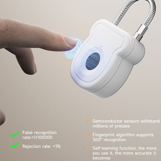 Brass Padlock with Fingerprint White
