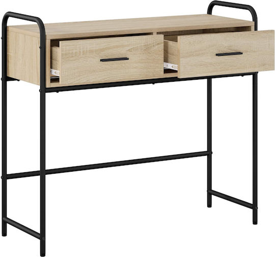 Console Table in Sonoma Oak Wood & Metal L90xW33xH80.5 cm