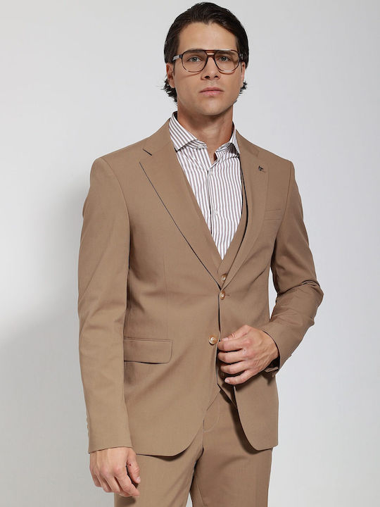 Men's Suit with Vest Camel