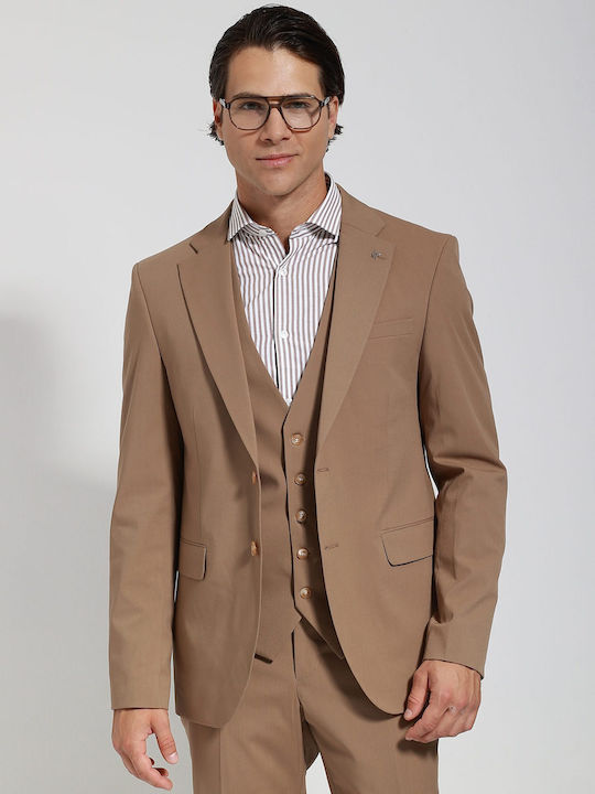 Men's Suit with Vest Camel