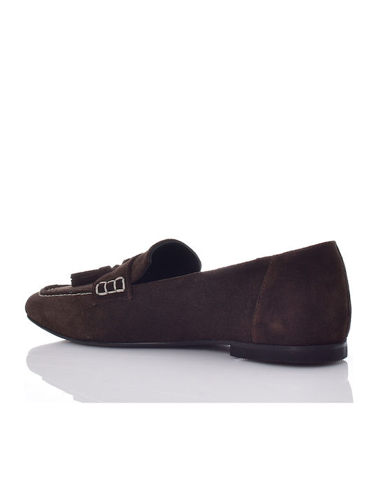 Damen-Loafer aus Wildleder in Braun
