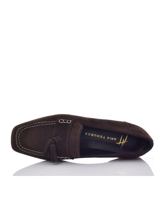 Damen-Loafer aus Wildleder in Braun