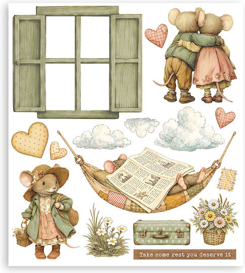 Албум с Декорации Rub-on Комплект 20.5×23 cm Stamperia Cozy Family