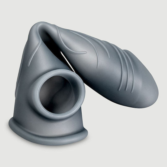 Elastische Penis-Silikonhülle mit Reliefadern Liquid Silicone Veined Penis Sleeve 17,9 cm Schwarz