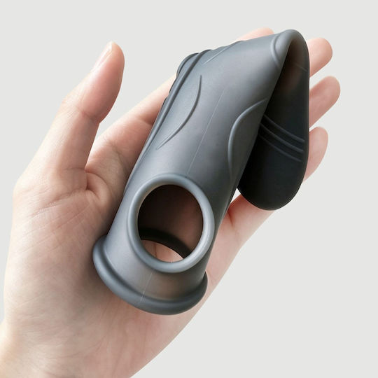 Elastische Penis-Silikonhülle mit Reliefadern Liquid Silicone Veined Penis Sleeve 17,9 cm Schwarz
