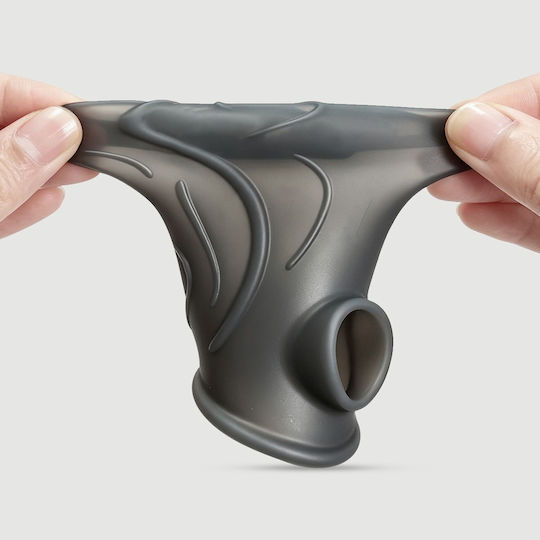 Elastische Penis-Silikonhülle mit Reliefadern Liquid Silicone Veined Penis Sleeve 17,9 cm Schwarz