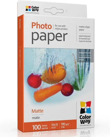 ColorWay Fotopapier Matt 10 × 15 cm 190 g/m² 100 Blatt
