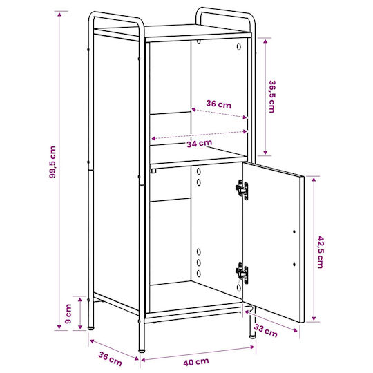vidaXL Ντουλάπι Στήλη Μπάνιου Τοίχου Μ40xΒ36xΥ99.5cm Δρυς