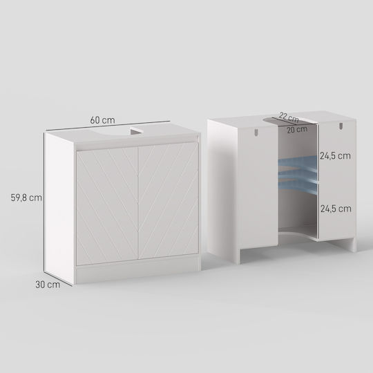 HomCom Blat Fără Lavoar din Melamină L60xA30xÎ59,8cm Alb