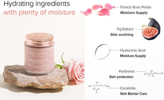 Mary&may Rose Hyaluronic Hydra Wash Off Pack 125g Μάσκα Προσώπου Έντονη Ενυδάτωση Λάμψη
