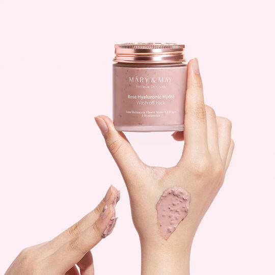 Mary&may Rose Hyaluronic Hydra Wash Off Pack 125g Μάσκα Προσώπου Έντονη Ενυδάτωση Λάμψη