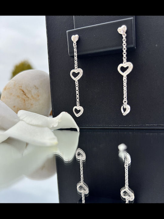 White Gold 14K Heart Earrings White Gold 14K Heart Earrings