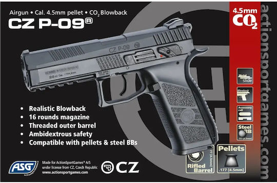 Asg Pistol cu Aer Comprimat CO2 Blowback din Metal 4.5mm