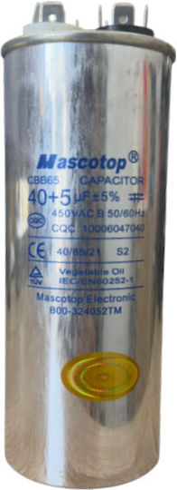 Mascotop Kondensator für Klimaanlage Metallisch 40μF+5μF
