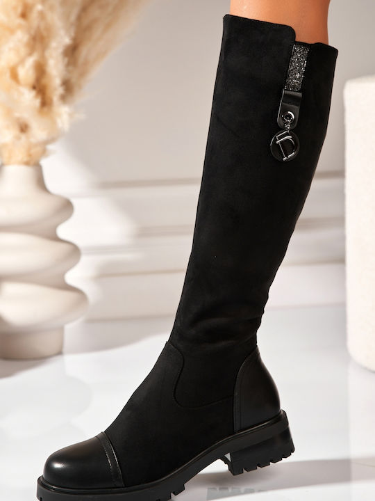 Sherly Suede Γυναικείες Μπότες Μαύρες
