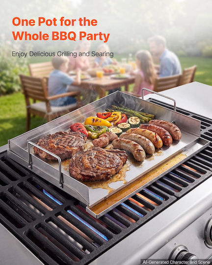 Vevor Grill Plate with Smooth Stainless Steel Surface 46cm x 41cm
