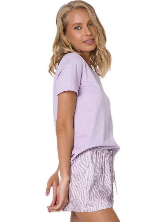 Aruelle Sommerliches Damen-Pyjama-Set in Fliederfarben