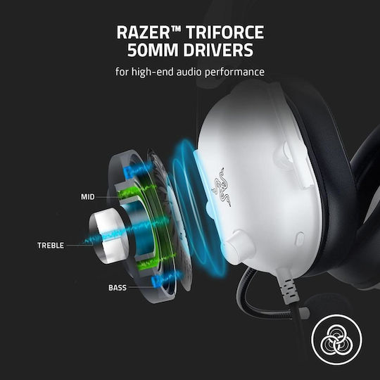 Razer Blackshark V2 X Over Ear Gaming Headset with 2.5mm / USB White