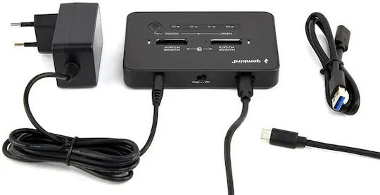 Gembird Dd2-u3m2 Desktop Dual Drive Usb Type-c M.2 Nvme Sata Ssd Docking Station Black Gem