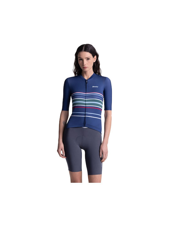 Santini Tricou De Ciclism Cu Mâneci Scurte Pentru Bărbați Albastru