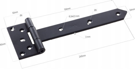 Domax Gate Hinge Zb 250 250x45x90x3.0 Black