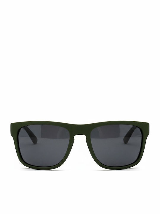 Men’s Sunglasses with Black Horn-Rimmed Frame and Black Lens