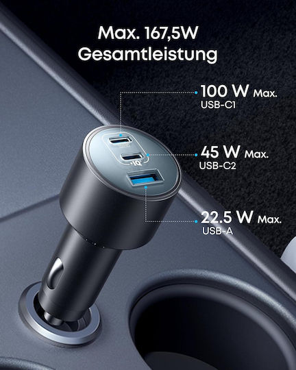 Anker 3-Port Fast Car Charger USB-C 167.5W Type-C