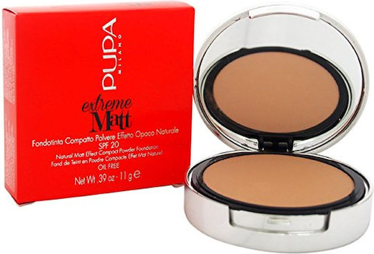 Pupa Extreme Matt Oil-Free Natural Opaque Compact Make Up 080 Amber SPF 20 11 g