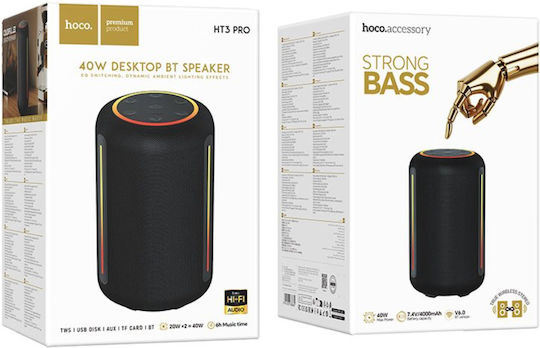 Hoco HT3 Pro Platinum Boxă Bluetooth 40W cu Autonomie a Bateriei de până la 15 Ore Neagră