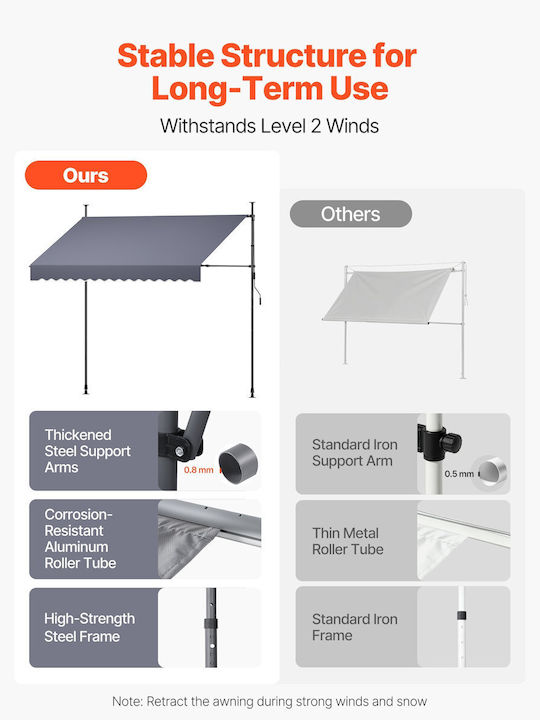 Vevor Copertină de Verandă Gri 4x3.1m