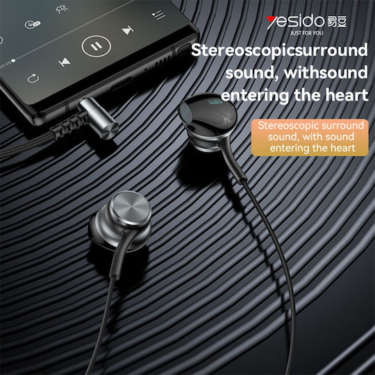 Yesido Yh40 Căști Handsfree In-Ear cu Mufă de 3,5 mm Negre