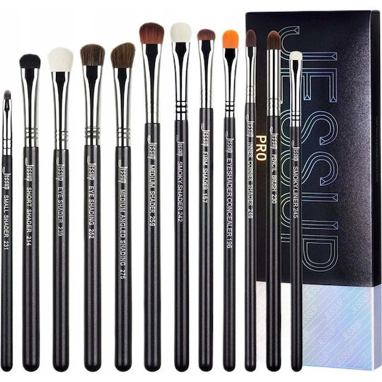 Jessup Beauty Επαγγελματικό Σετ με Πινέλα Μακιγιάζ για Σκιά Ματιών από Συνθετική Τρίχα 12τμχ